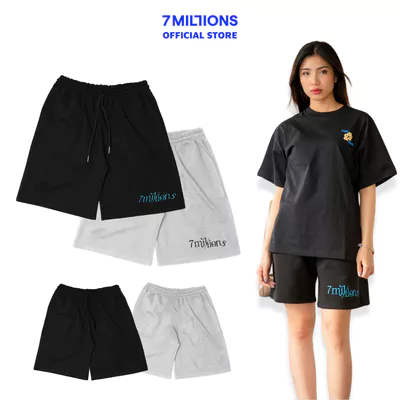 Quần Đùi Embroided Vải Nỉ Chân Cua Oversized 7MILLIONS (Xám & Đen)