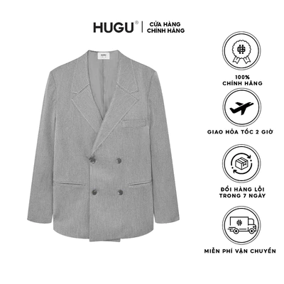 Áo blazer vest nam dài tay thời trang Grey HUGU form rộng chất vải fresco cao cấp thoáng mát
