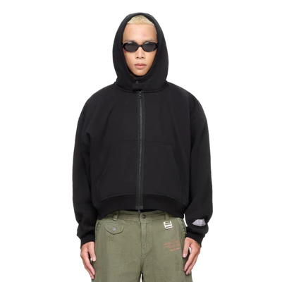 Áo khoác dây kéo nam dáng ngắn đen - BEUTER Matte Black Boxy Zip