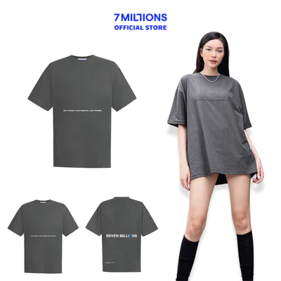 Áo Thun Cổ Tròn Daily Premium Vải Cotton Khô Unisex Oversized 7MILLIONS (Xám)