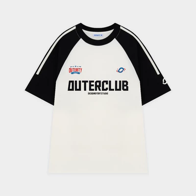 Áo thun localbrand blokecore raglan Outerity Outeclub / Màu kem & Đen, Unisex nam nữ - OHL1001