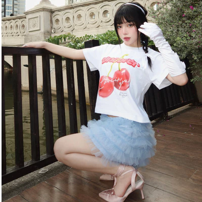 Áo Thun Baby Tee Cherry Uncover ( Màu Trắng )