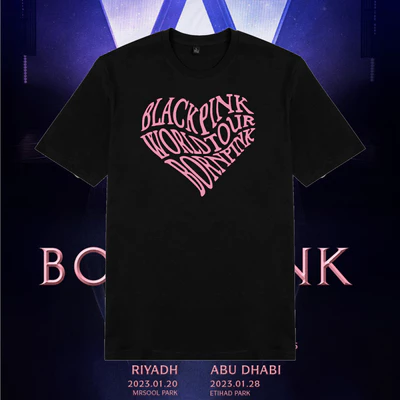 Áo thun cotton 100% unisex in hình trendy Black Pink World Tour Concert
