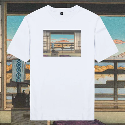 Áo thun ngắn tay unisex Chodole cotton 100% in hình Japanese Woodprint - Morning Hotspring