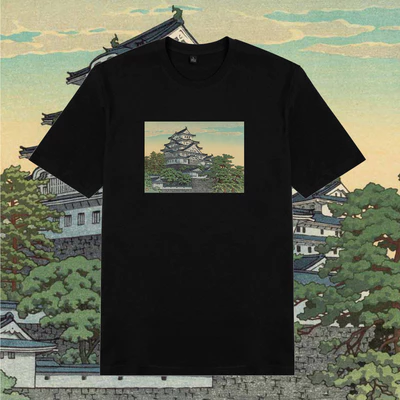 Áo thun ngắn tay unisex Chodole cotton 100% in hình Japanese Woodprint - Himeji Castle