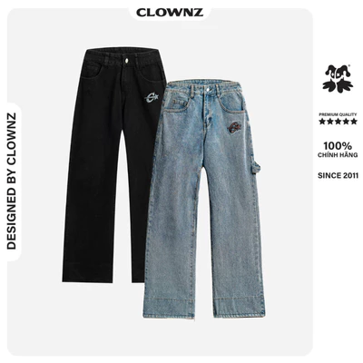 Quần bò dài ống suông basic trơn C-star Straight jean ClownZ unisex nam nữ localbrand form rộng