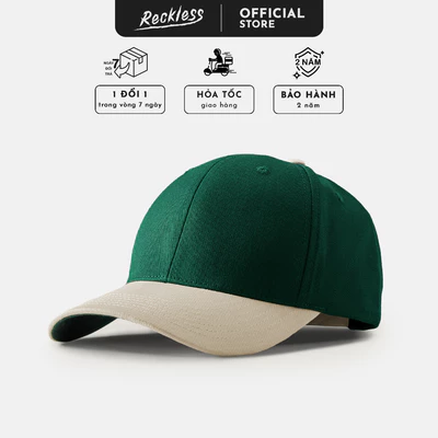 Mũ/Nón Bóng Chày Lưỡi Trai Màu Phối Xanh Lá Thương hiệu Recklesstripwear Signature Ballcap Cotton, Hạn chế xù vải