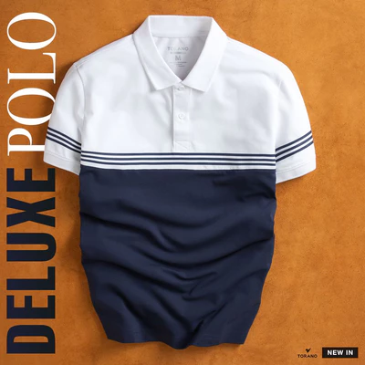 Áo polo nam can phốI  Horizontal Color Scheme  logo Torano ngắn tay, thoáng khí, trơn bo kẻ dệt n gang ESTP015