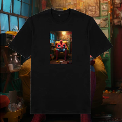 Áo thun cotton 100% unisex, phong cách thời trang hàng đầu in hình Superheroes thất nghiệp - Spiderman