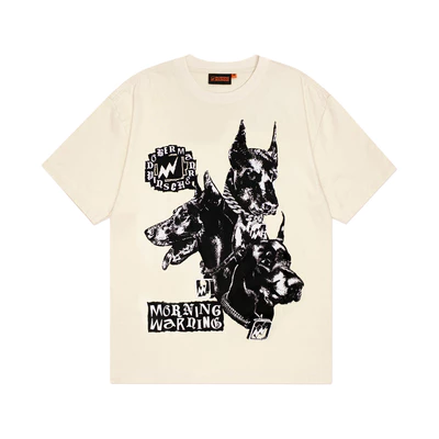 Áo thun Morning Warning Dobermann V2 - Cream - Áo Thun Unisex Form Rộng Tay Lỡ Oversize Local Brand