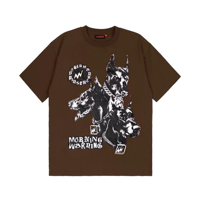 Áo thun Morning Warning Dobermann V2 - Brown - Áo Thun Unisex Form Rộng Tay Lỡ Oversize Local Brand