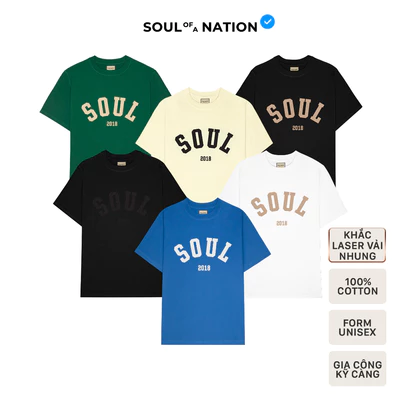 Áo thun unisex in logo SOUL Vải Nhung CAO CẤP form basic 100% cotton vải dày, không xù lông SOUL OF A NATION