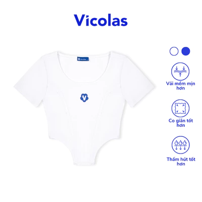 Áo croptop nữ khoét eo tay ngắn cổ vuông Vicolas - VICO16