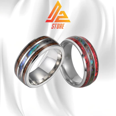 Nhẫn DZ Woodystal khắc tên theo yêu cầu - Nhẫn họa tiết gỗ và pha lê Titanium [Bảo hành 5 năm]