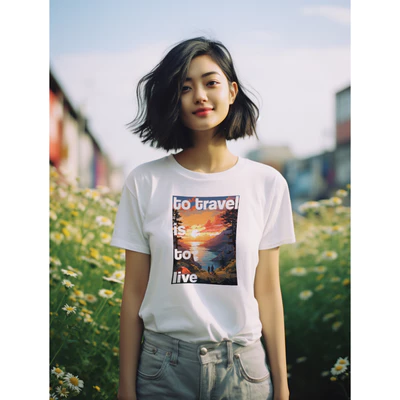 Áo thun unisex cotton 100% in hình to travel is to live
