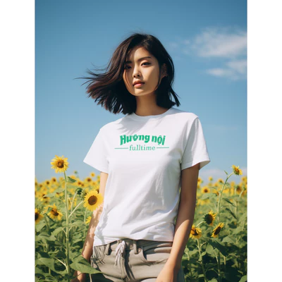 Áo thun unisex cotton 100% in chữ Hướng nội fulltime