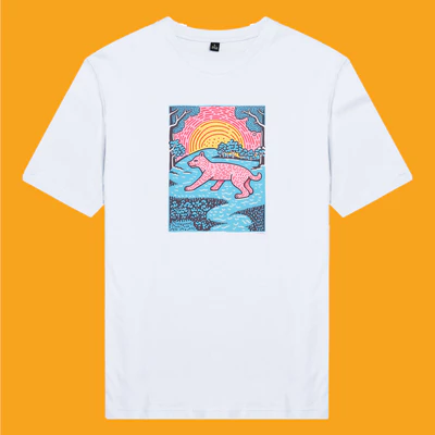 Áo thun cotton 100% unisex, phong cách thời trang in hình Keith Haring Dog Wander Forrest