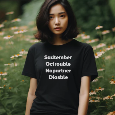 Áo thun cotton 100% unisex, phong cách thời trang in chữ Sadtember - Octrouble - Nopartner - Disable