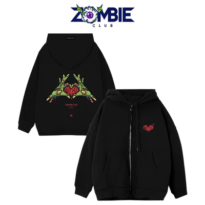 Áo Hoddie Zip Zombie Club, LOVE Tybo Unisex Chính Hãng