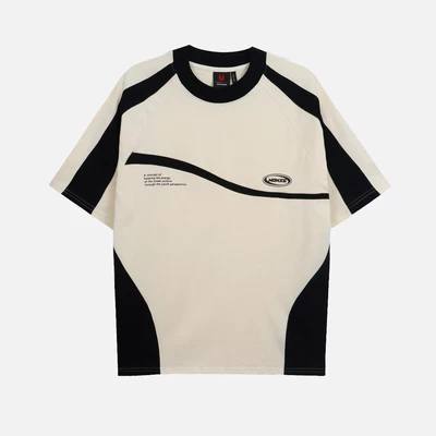 Áo thun NEEDS OF WISDOM Mixed Boxy Raglan Tee - Cream/Black - Local Brand Chính Hãng