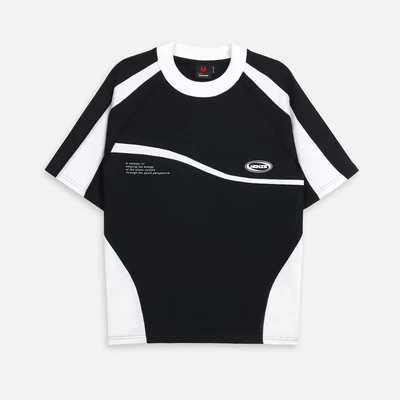 Áo thun NEEDS OF WISDOM Mixed Boxy Raglan Tee - Black/White - Local Brand Chính Hãng