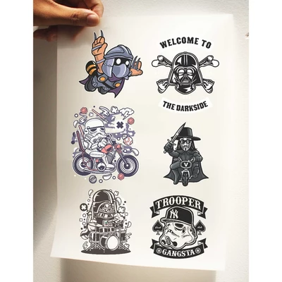 Sticker ủi áo, túi tote, balo khổ A4 in hình Super Heroes bộ 6 miếng sticker kích thước 6.5cm x 8.5 cm