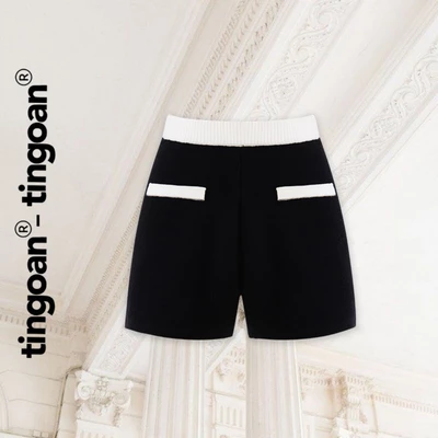 TINGOAN®- Quần short cạp chun cao len cạp chun viền túi NAOMI SHORT/BL