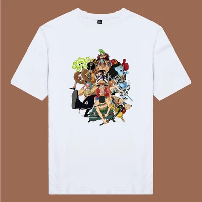 Áo thun cotton 100% unisex, phong cách thời trang hàng đầu in hình One piece Vua Hải Tặc Luffy