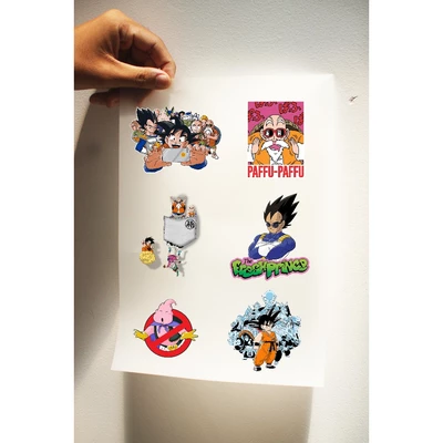 Sticker ủi áo, túi tote, balo khổ A4 in hình Dragonball và One pice bộ 6 miếng sticker kích thước 6.5cm x 8.5 cm