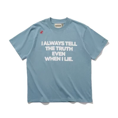 Áo thun THE TRUTH form Boxy tay lỡ HIGH CLUB - Màu powder blue/ cream
