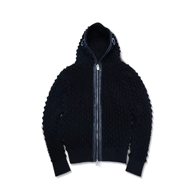 Áo hoodie "GOLDIE THORN KNIT ZIPPED" màu đen