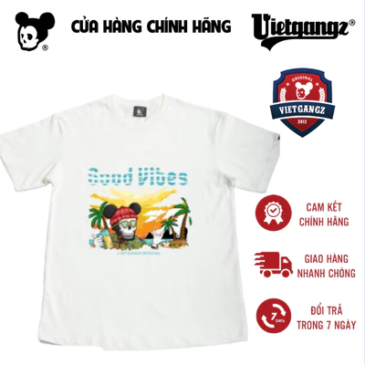 ÁO THUN Good Vibes White Vietgangz COTTON 100%
