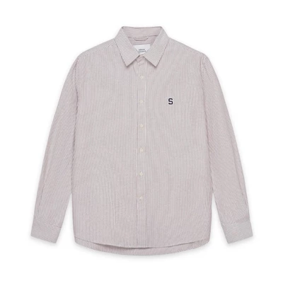 Áo sơ mi SilenceStandard Premium Oxford Shirt Logo S thêu/ kẻ nâu [SO02]