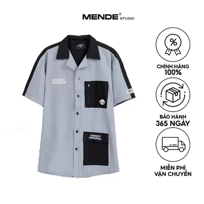 MENDE - Double Pocket - Xám - Áo sơ mi nam tay ngắn