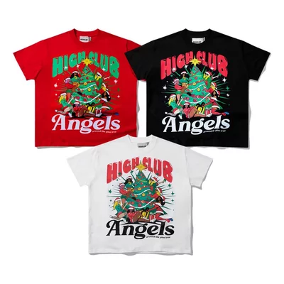 Áo Thun ANGELS X-MAS Tay Lỡ Nam/Nữ ĐEN/TRẮNG/ĐỎ Cổ Tròn - HIGHCLUB Brand Chính Hãng