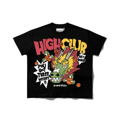 Áo thun GOD DRAGON tay lỡ cổ tròn HIGHCLUB unisex - ĐEN/TRẮNG