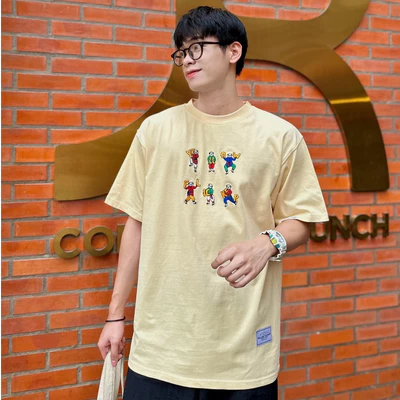 Áo thun tay ngắn YELLOW FLICKER họa tiết mục đồng thêu unisex