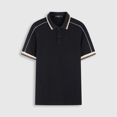Áo Polo nam ROWAY cotton thoáng mát, thấm hút, không nhăn form regular, polo cổ sọc be