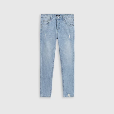 Quần jean nam ROWAY, vải denim co giãn nhẹ, form slim | Jean xanh sáng