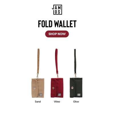 Fold Wallet - Bóp ví gập có nút, dây đeo vải canvas Jamlos
