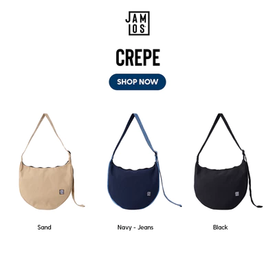 Jamlos Crepe 2023 - Túi đeo chéo vải canvas hình bán nguyệt Jamlos