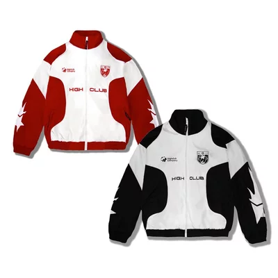 Áo khoác STAR TRACK JACKET HIGH CLUB màu Trắng/ đỏ và trắng/ đen - vải dù cổ đứng form oversize