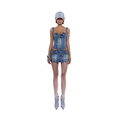 LSOUL Set Áo Corset 2 Dây Cúp Ngực+Chân Váy Cạp Trễ Y2K Cá Tính Quyến Rũ Enal - B24031393