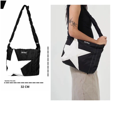 Túi đeo chéo trần bông Loaclbrand Slyour Star ,Túi unisex nam nữ cá tính