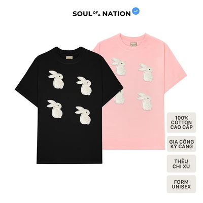 Áo Thun PATCH THỎ được làm thủ công bằng vải lông, áo unisex CAO CẤP form basic, dễ thương, đáng yêu SOUL OF A NATION