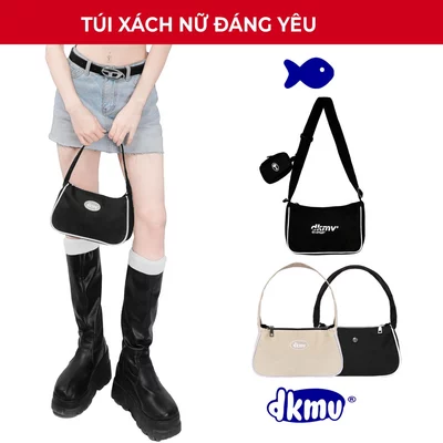 Túi xách nữ đeo chéo kẹp nách DKMV màu đen, kem chất liệu canvas, dù thời trang basic Hobo Bag I K-B08 & K-B31