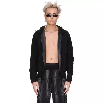 Áo Khoác Dây Kéo Beuter Black Paneled Riversible Hoodie