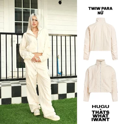 Áo khoác dù nhăn dày, phong cách thể thao HUGUxTHATSWHATIWANT - TWIW PARA - Áo khoác dù nhăn, thể thao, năng động