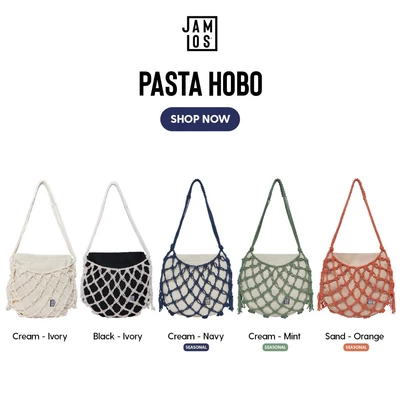 Jamlos Pasta Hobo - Túi vải thời trang đeo vai canvas phối dây macrame thủ công