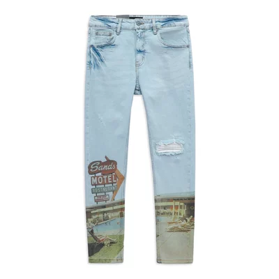 Quần Jean Nam Skinny Tropical Printed Legs, Chất Vải Cotton Pha Spandex Thoải Mái, QJ0080, SOME HOW STORE